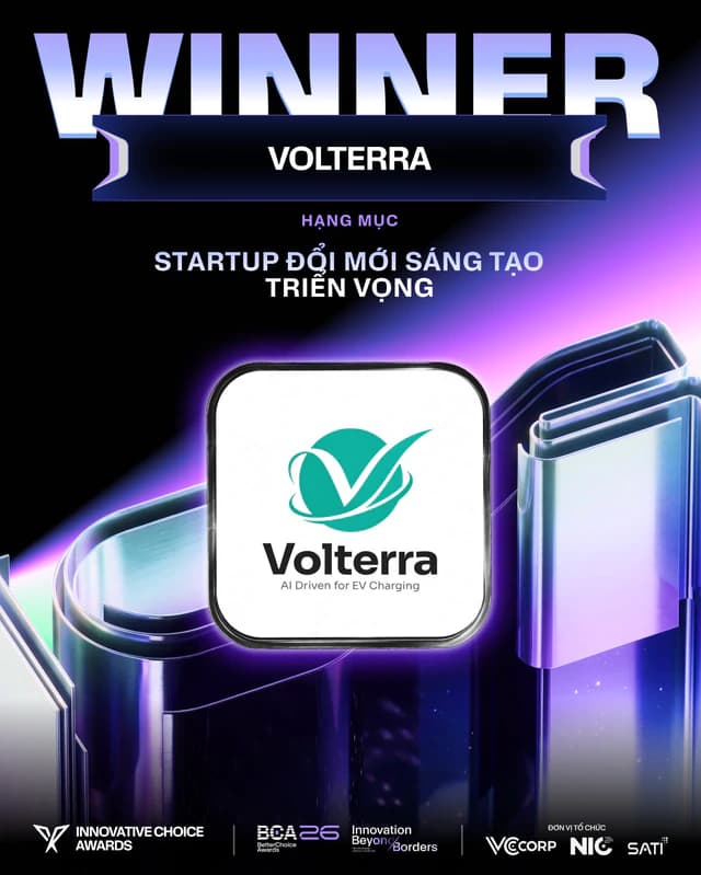 Volterra giành giải Startup đổi mới sáng tạo triển vọng tại Better Choice Awards 2026: Lời giải cho bài toán xanh hoá hạ tầng sạc xe điện